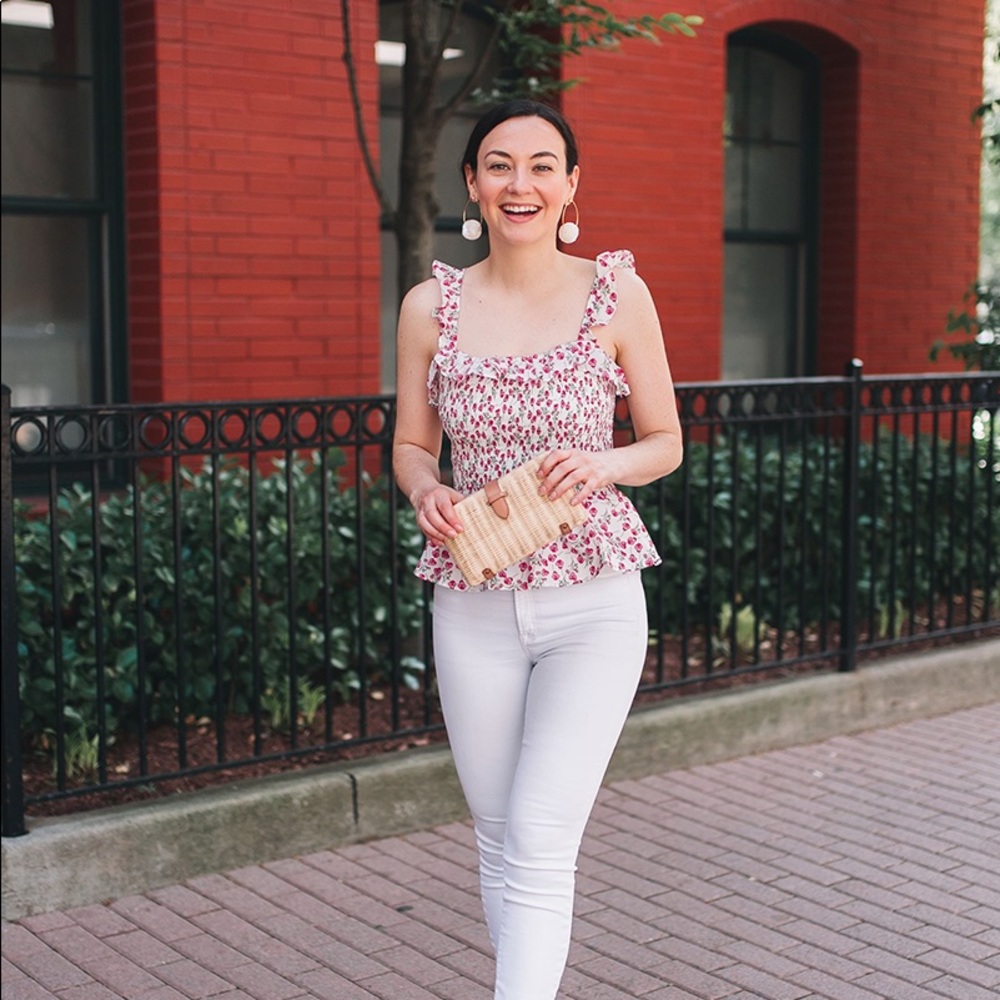 NWT J Crew Liberty Smocked Peplum Top, XL